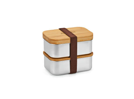 Vermeer Lunchbox, rec.Edelstahl, 1480 ml, mit Bambusdeckel und integriertem Besteck