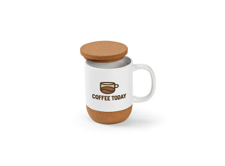 Ebro Keramik Tasse mit Kork,410 ml. Für Sublimationsdruck geeignet