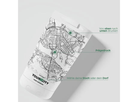 Thermosbecher / Kaffeetasse x Deine Stadt - Weiß - 500 ml