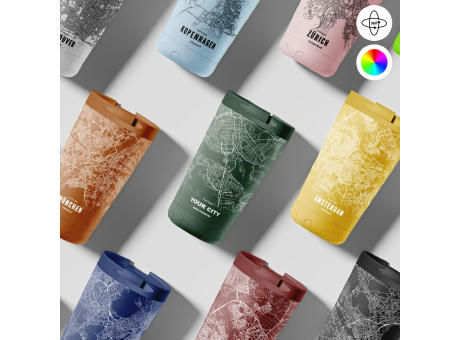 Thermosbecher / Kaffeetasse x Deine Stadt - Weiß - 500 ml