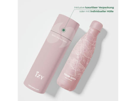 Trinkflasche / Thermos Flasche x Deine Stadt - Rosa - 500 ml