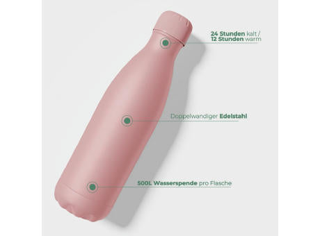 Trinkflasche / Thermos Flasche - Rosa - 500 ml